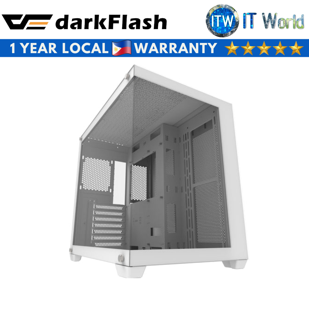 Darkflash C285P ATX Tempered Glass Side Panel Gaming PC Case (White)