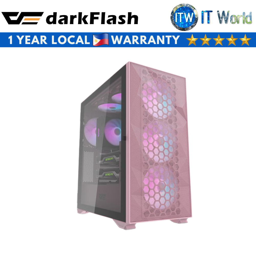 Darkflash DLX21 Mesh Tempered Glass E-ATX PC Case (Pink)