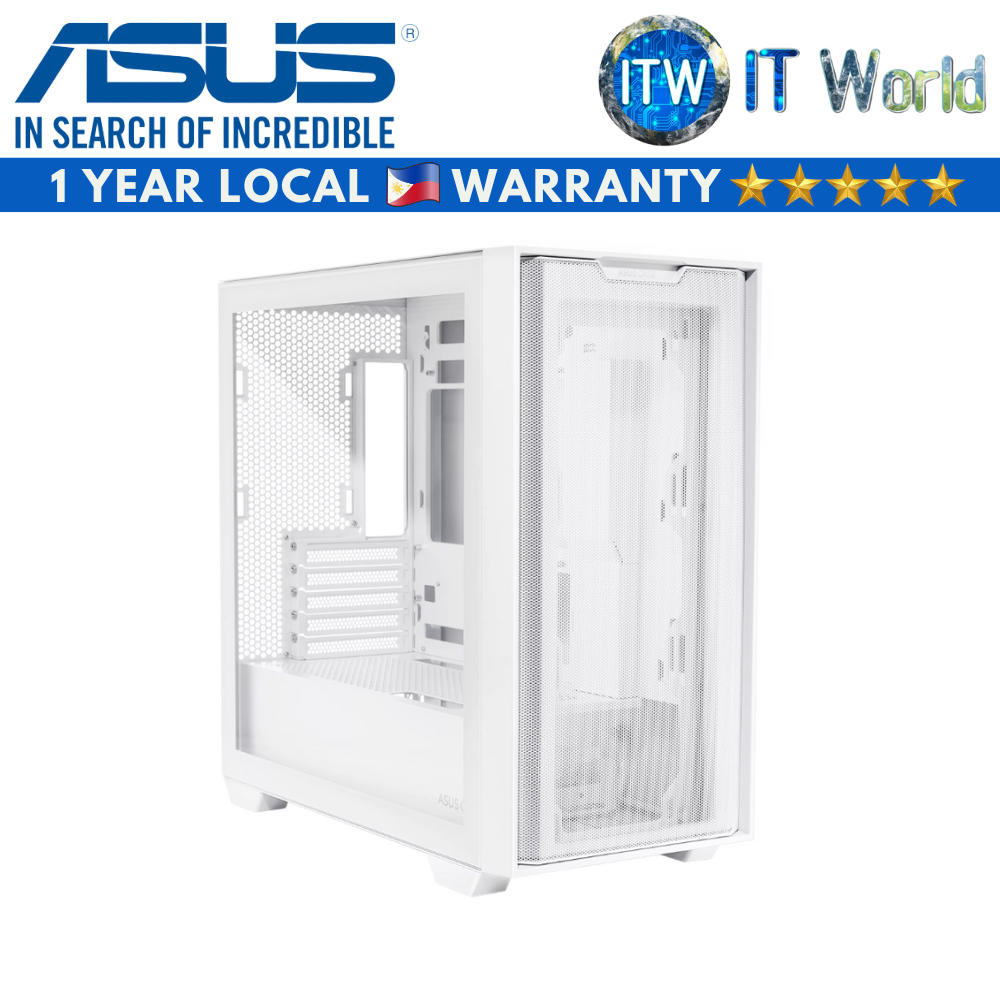 ASUS A21 micro-ATX Tempered Glass Gaming PC Case (White)