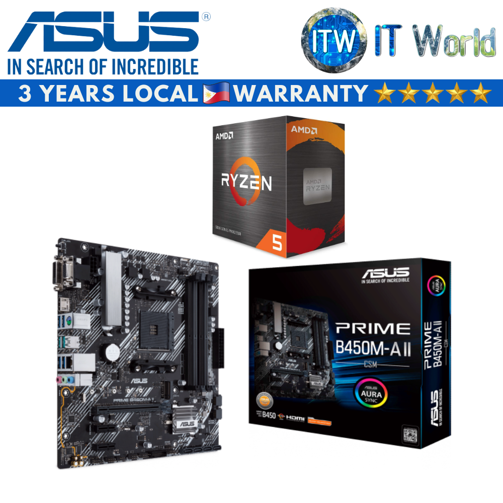 AMD Ryzen 5 5600X Desktop Processor with Asus Prime B450M-A II/CSM Motherboard Bundle