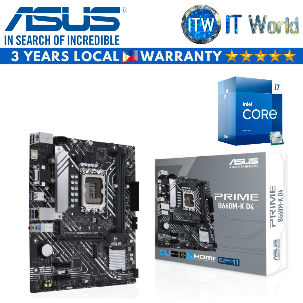 Intel Core i7-13700 Processor with Asus Prime B660M-K D4 Motherboard Bundle