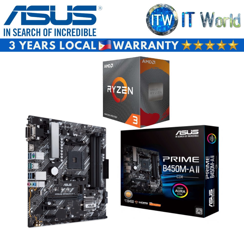 AMD Ryzen 3 4100 Desktop Processor with Asus Prime B450M-A II/CSM Motherboard Bundle