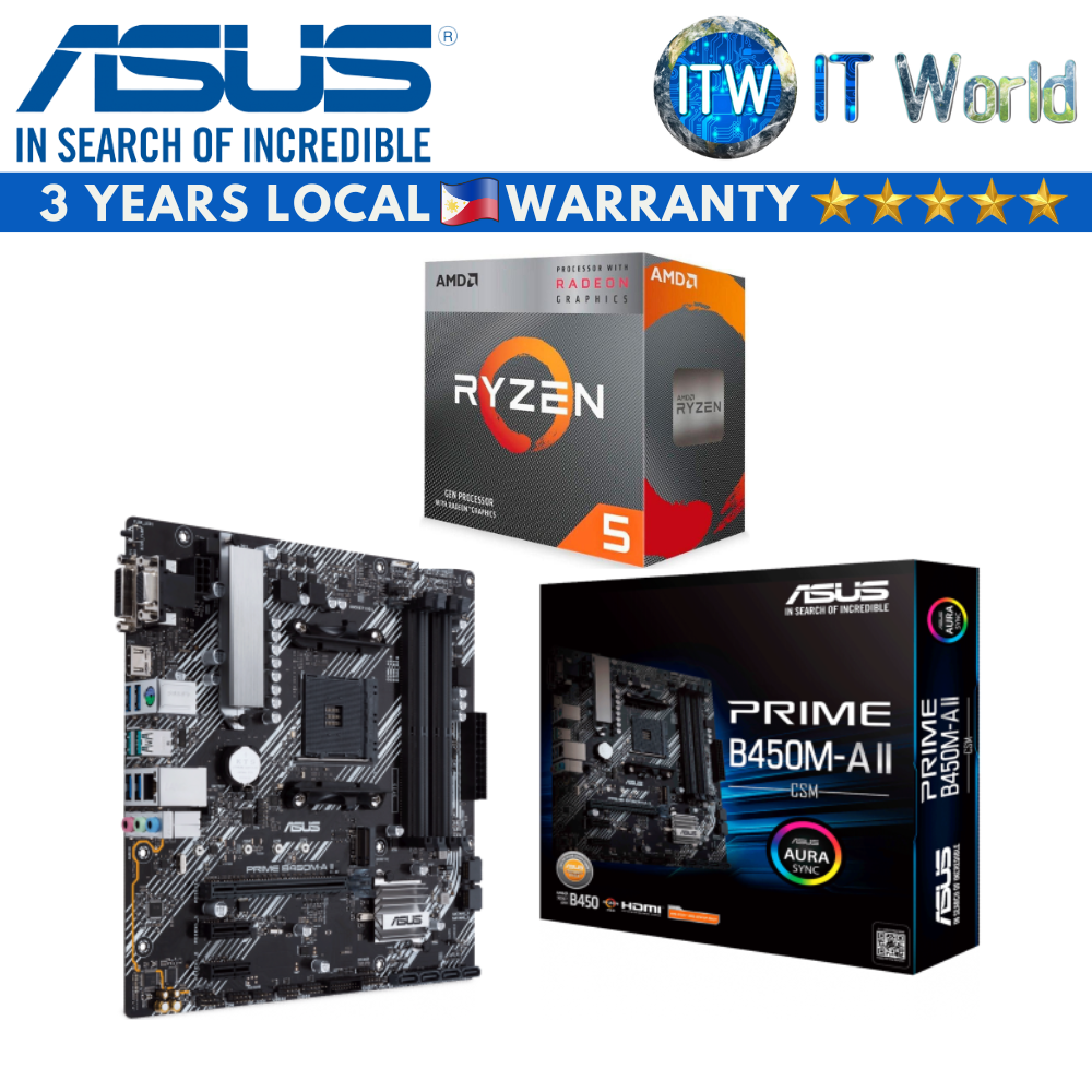 AMD Ryzen 5 4600G Desktop Processor with Asus Prime B450M-A II/CSM Motherboard Bundle