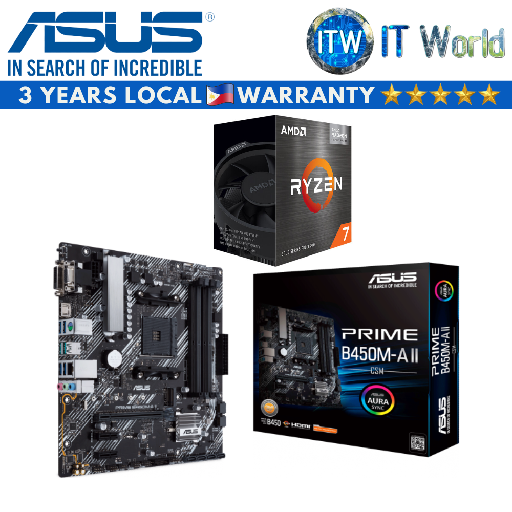 AMD Ryzen 7 5700G Desktop Processor with Asus Prime B450M-A II/CSM Motherboard Bundle