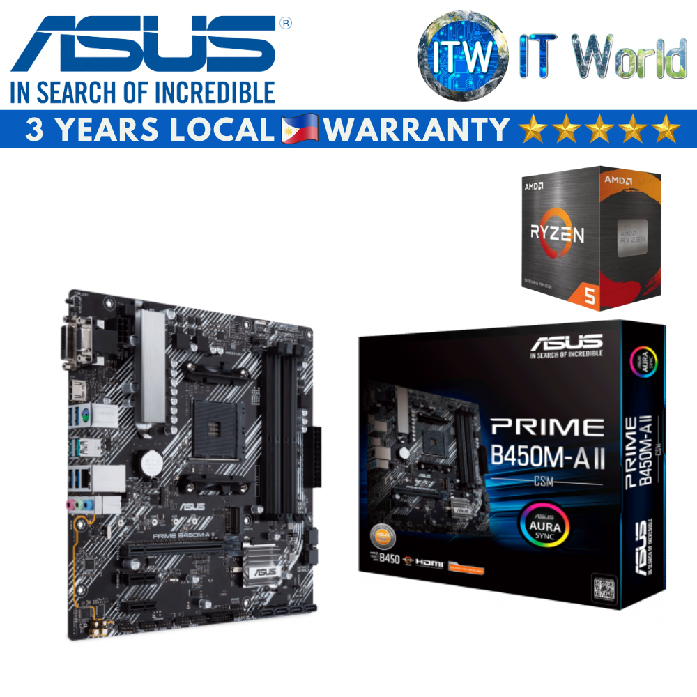 AMD Ryzen 5 5500 Desktop Processor with Asus Prime B450M-A II/CSM Motherboard Bundle