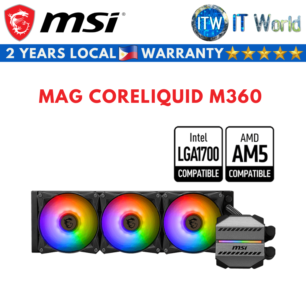 MSI Mag Coreliquid M360 Aluminum Two Ball Bearing ARGB Liquid Cooler (MAG CORELIQUID M360)