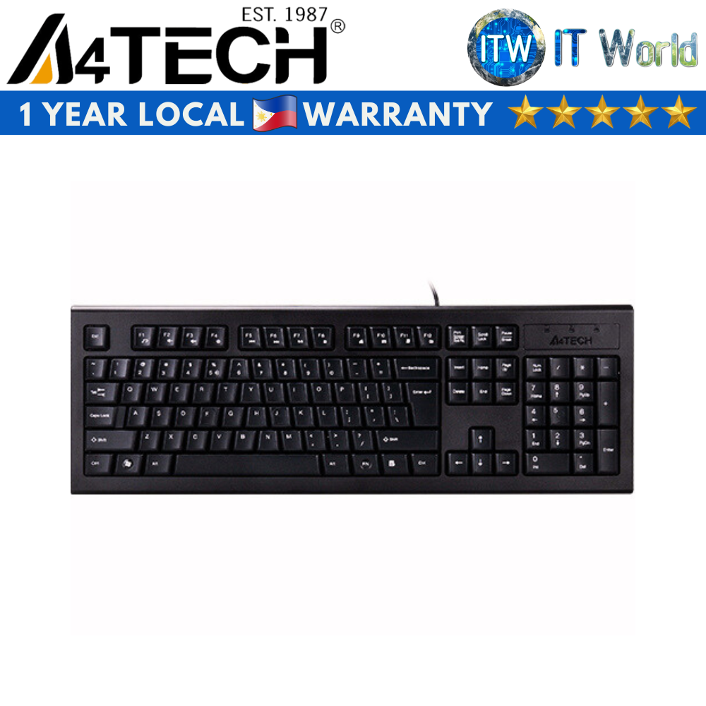 A4tech KRS-85 Black Natural A FN RoundedEdge Keycaps Wired Keyboard