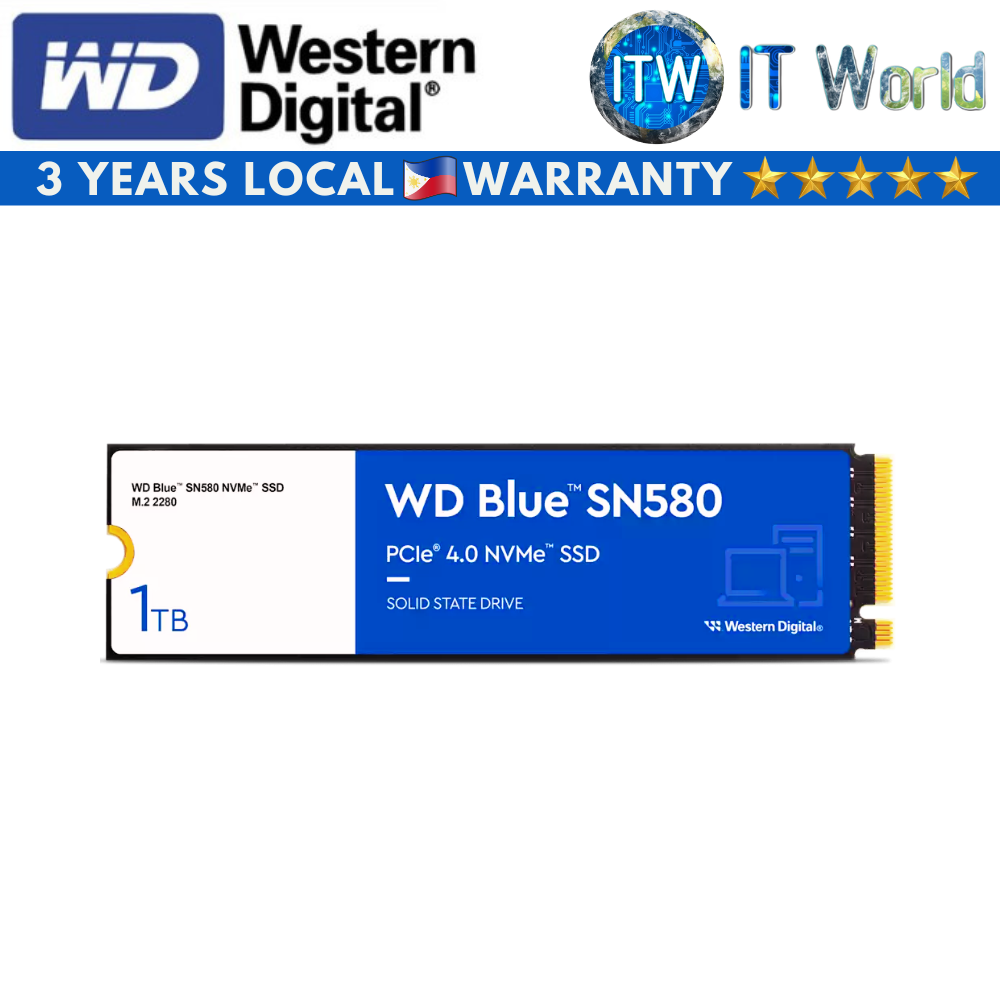 Western Digital Blue SN580 1TB M.2 2280 NVMe Internal SSD (WDS100T3B0E)