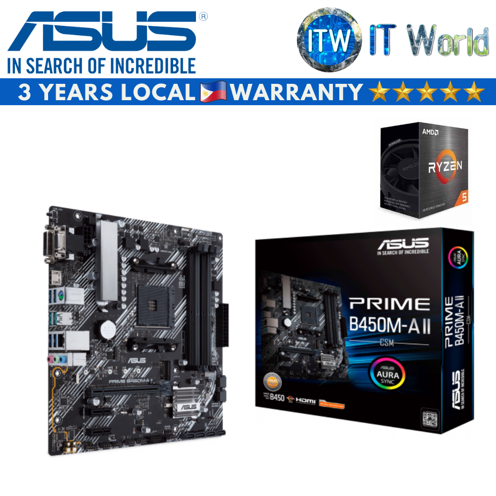 AMD Ryzen 5 5600 Desktop Processor with Asus Prime B450M-A II/CSM Motherboard Bundle