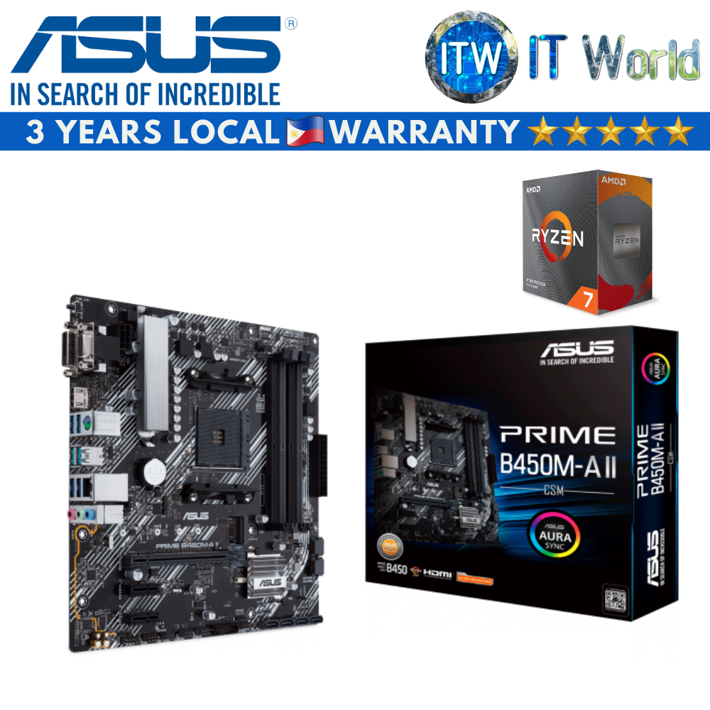 AMD Ryzen 7 5700x Desktop Processor with Asus Prime B450M-A II/CSM Motherboard Bundle