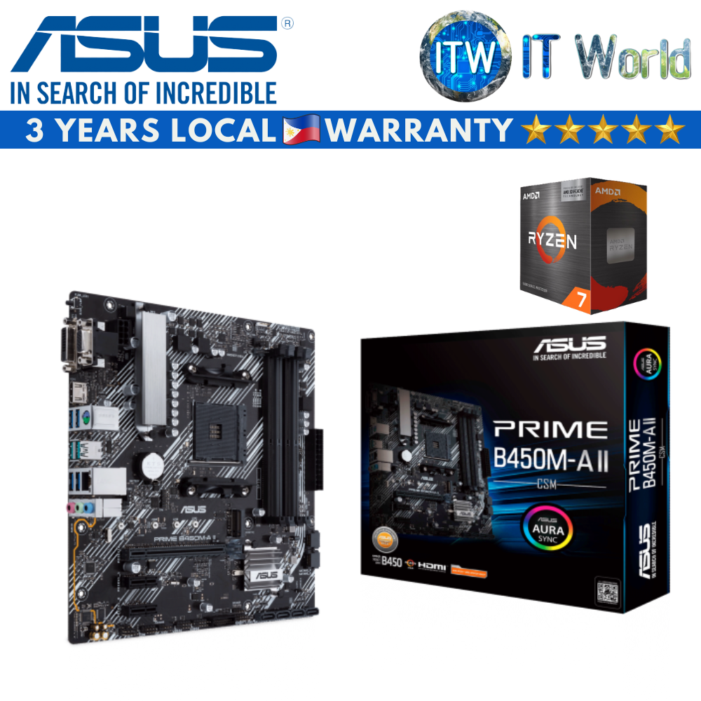 AMD Ryzen 7 5800X3D Desktop Processor with Asus Prime B450M-A II/CSM Motherboard Bundle