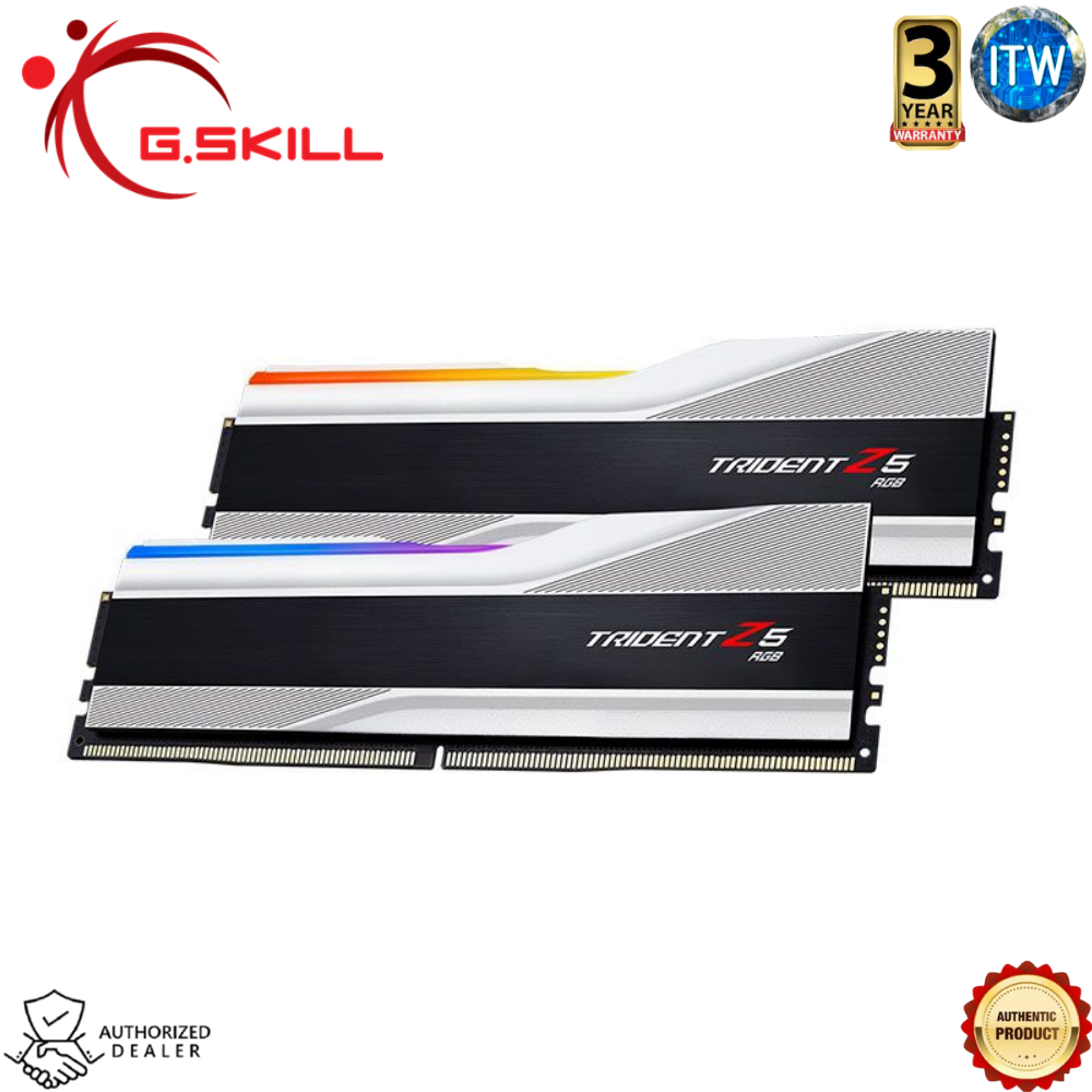 Gskill Trident Z5 RGB 32GB (2x16GB) DDR5-6000mhz CL40 1.35V Ram Silver (F5-6000J4040F16GX2-TZ5RS)