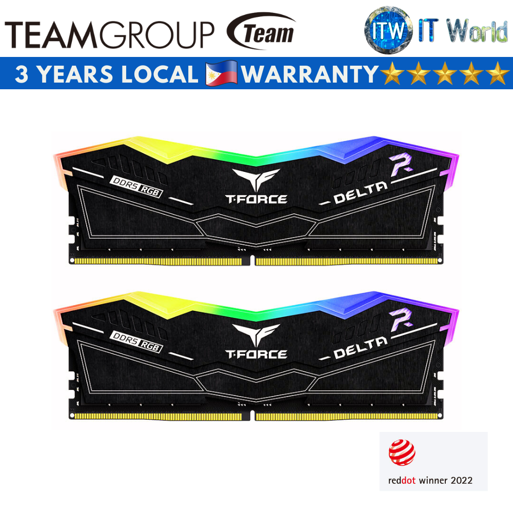 Teamgroup T-Force Delta RGB Black 32GB (2x16GB) DDR5-6000Mhz CL18 RAM (FF3D532G6000HC38ADC01)