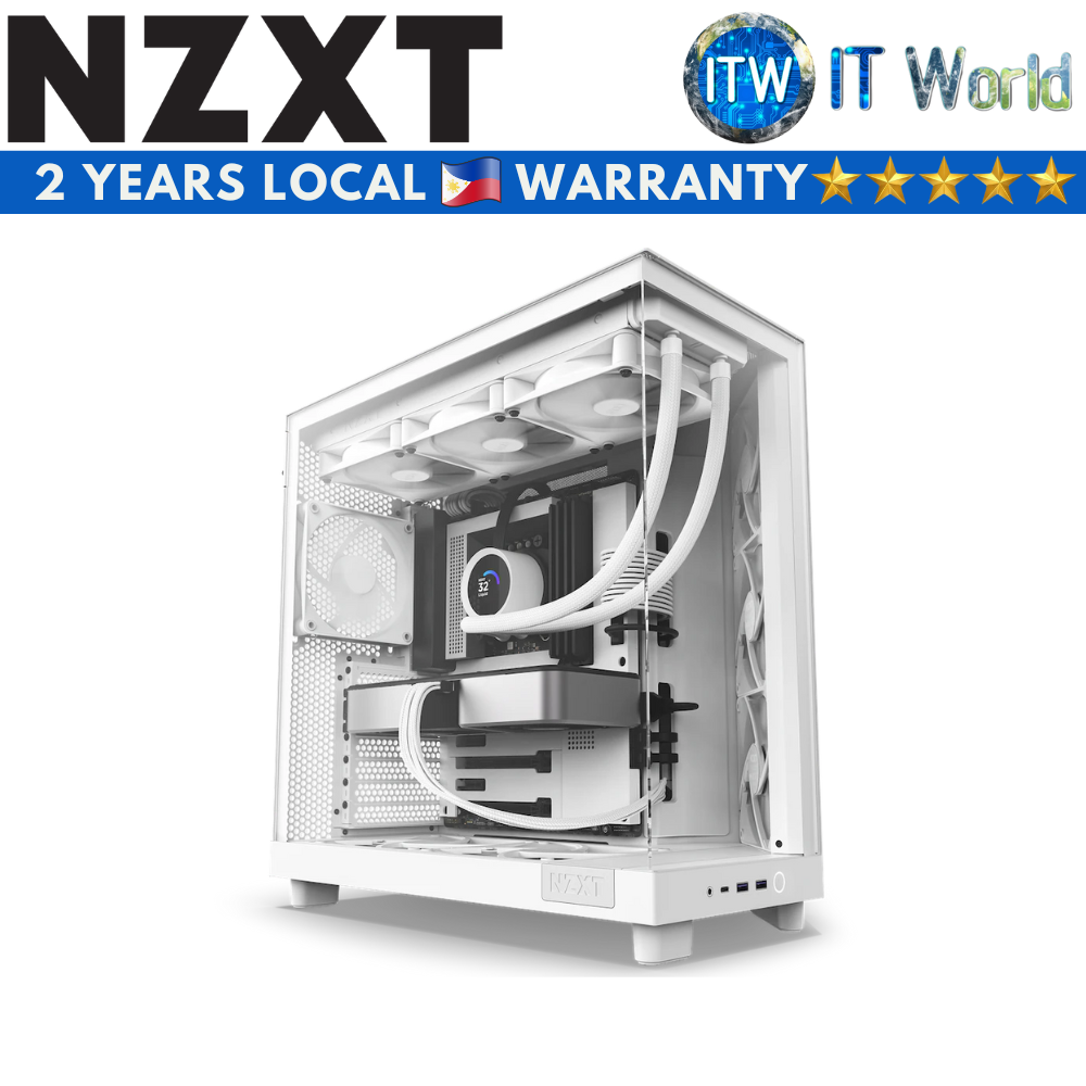 NZXT H6 Flow Compact Dual-Chamber Mid-Tower Airflow Tempered Glass PC Case (White)