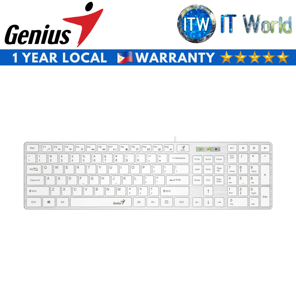 Genius Slimstar 126 Slim Multimedia Keyboard (White) (GEN31310017408)