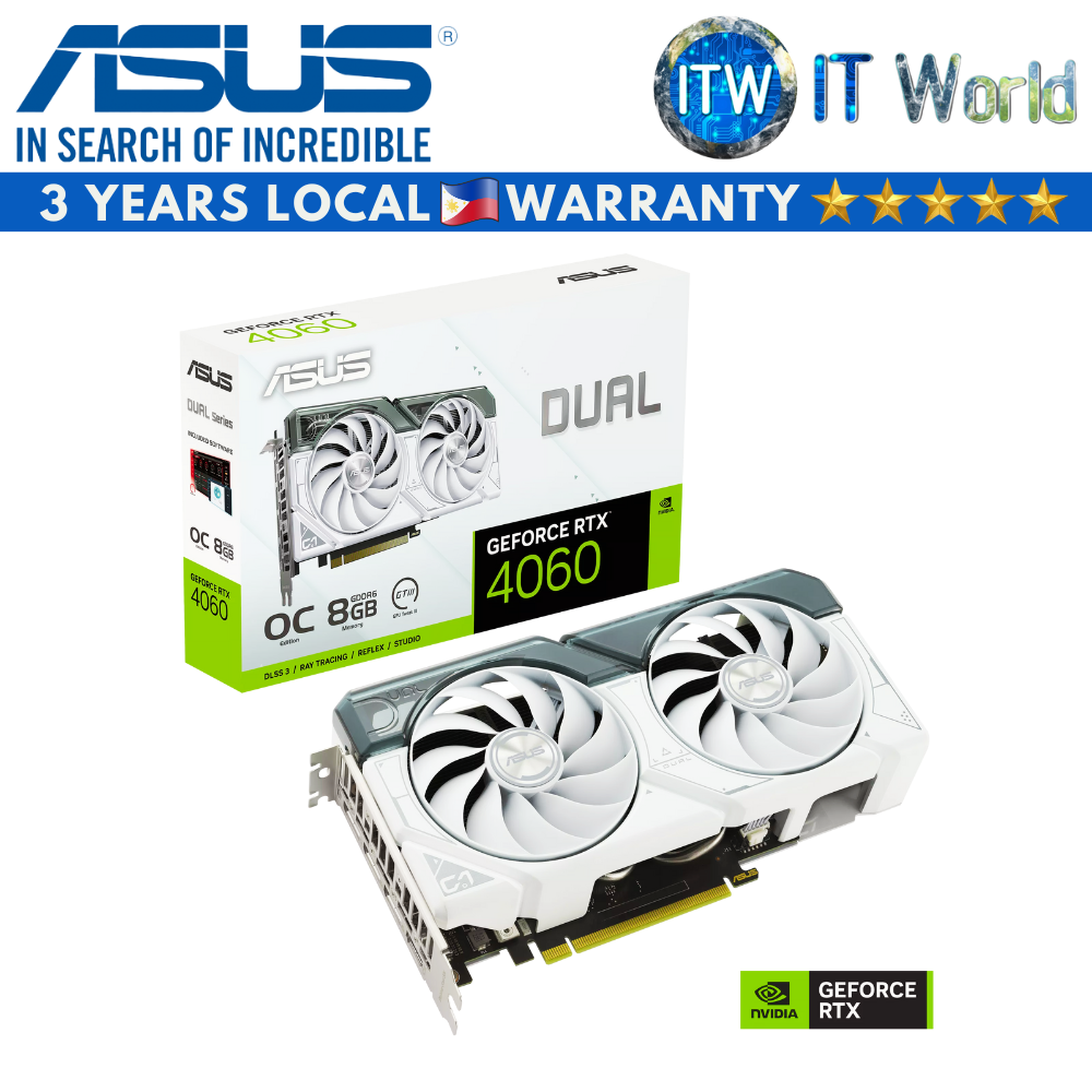 ASUS Dual Geforce RTX 4060 White OC Edition 8GB GDDR6 Graphic Card (DUAL-RTX4060-O8G-WHITE)