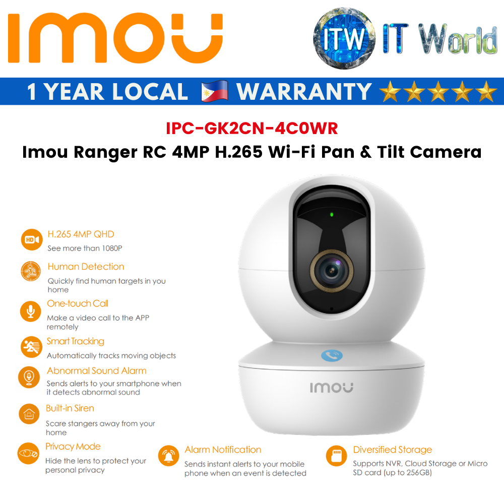 Imou Ranger RC 4MP H.265 Wi-Fi Pan &amp; Tilt Camera (IPC-GK2CN-4C0WR)