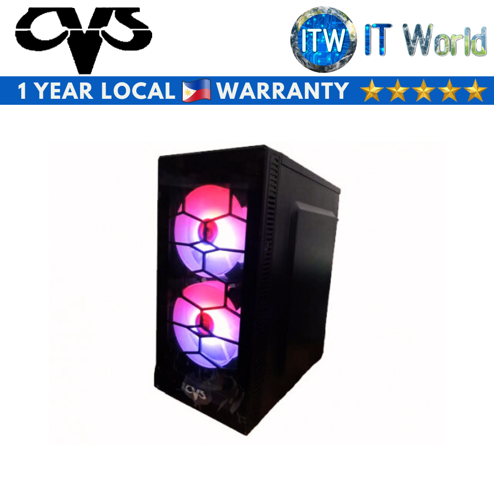 CVS X2604 Gaming Computer Case with TG-Side / TG-Front / No PSU &amp; Fan / Black (M-ATX)