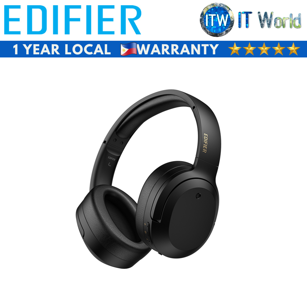 Edifier W820NB Plus | Active Noise Cancelling Bluetooth Stereo Headphones (Black | Ivory) (Black)