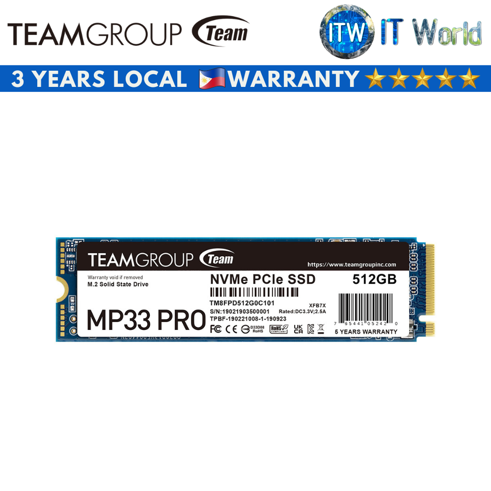 Teamgroup MP33 Pro 512GB PCIe Gen.3x4 M.2 NVMe 1.3 SSD (TM8FPD512G0C101)