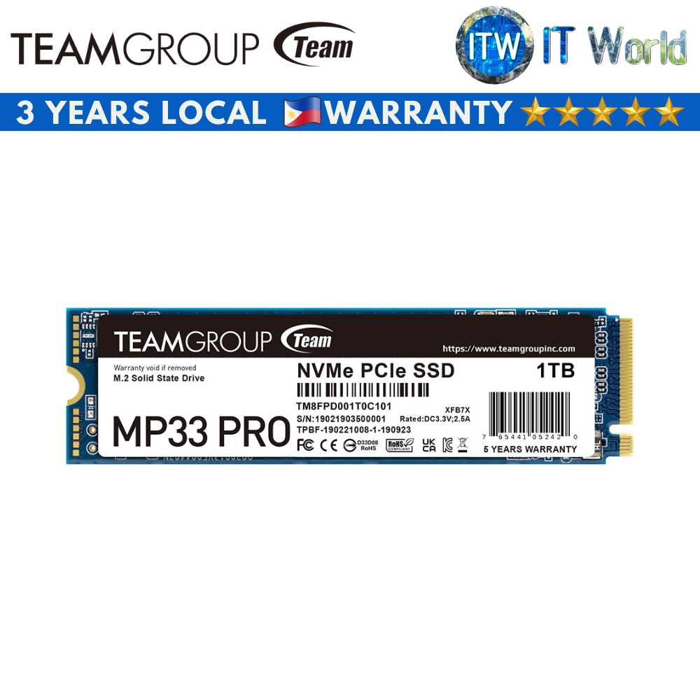 Teamgroup MP33 Pro 1TB PCIe Gen.3x4 M.2 NVMe 1.3 SSD (TM8FPD001T0C101)