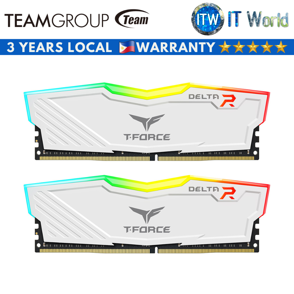 Teamgroup T-Force Delta RGB 32GB(2x16GB) PC4-25600 3200MHz CL16 DDR4 Desktop Memory (White)