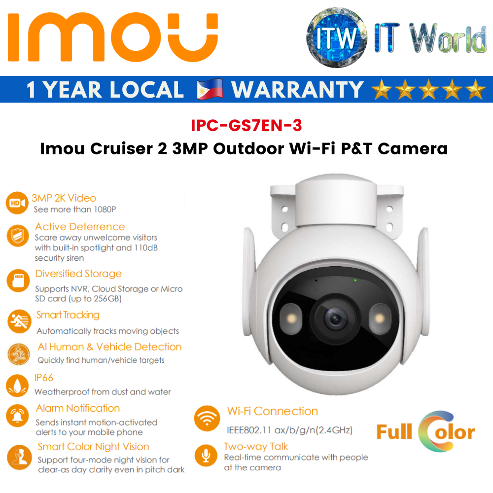 Imou Cruiser 2 3MP Outdoor Wi-Fi P&amp;T Camera (IPC-GS7EN-3)