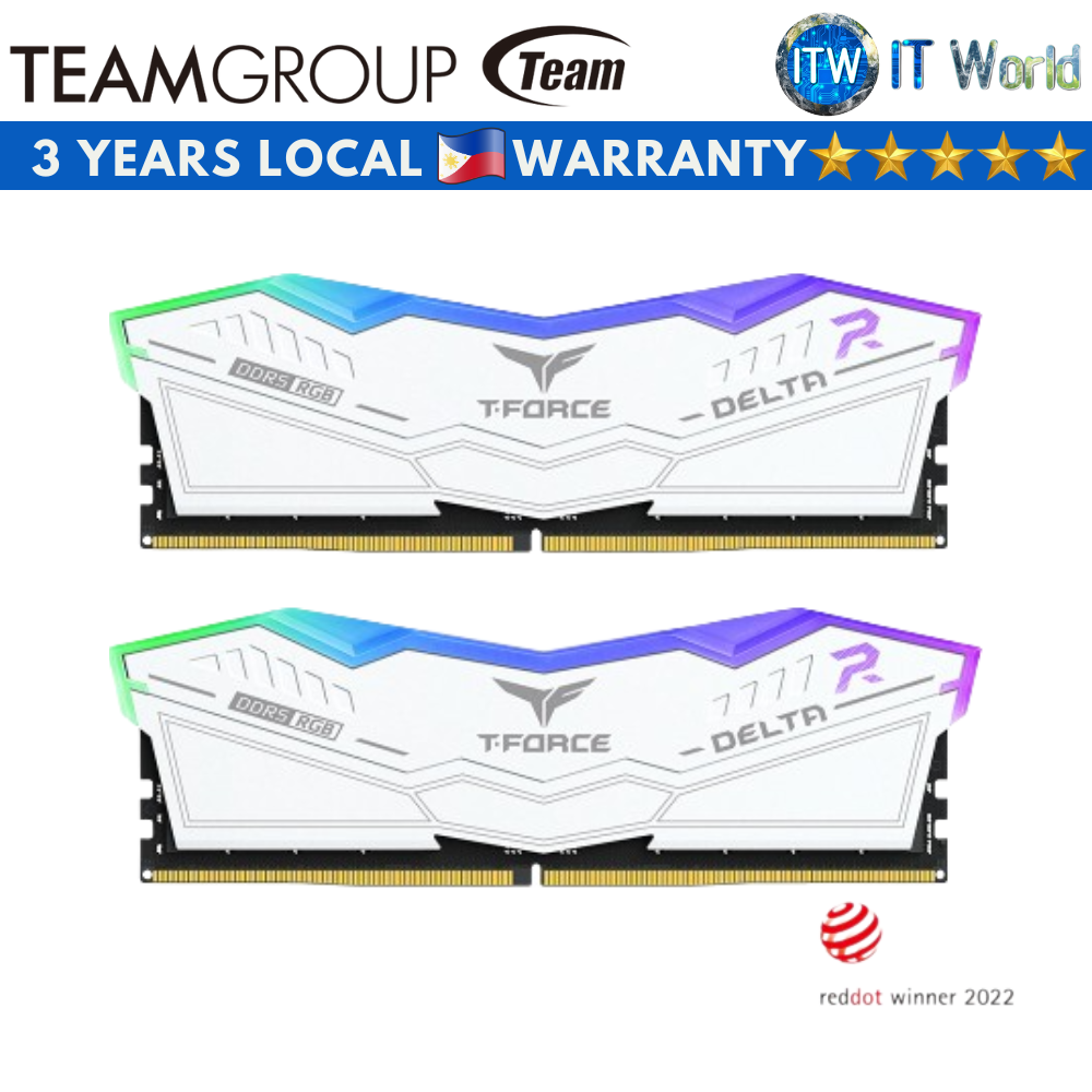 Teamgroup T-Force Delta RGB White 32GB (2x16GB) DDR5-6000Mhz CL18 RAM (FF4D532G6000HC38ADC01)