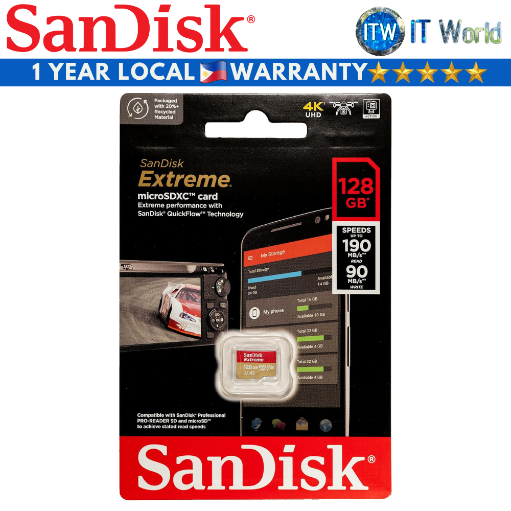 SanDisk Extreme microSDXC Memory Card 128GB (SDSQXAA-128G-GN6MN)