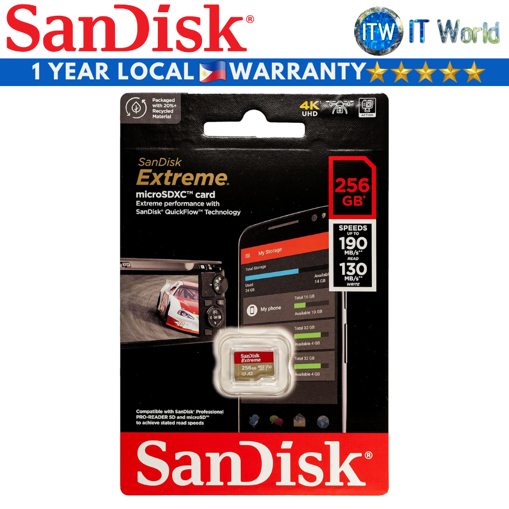 SanDisk Extreme microSDXC Memory Card 256GB (SDSQXAV-256G-GN6MN)