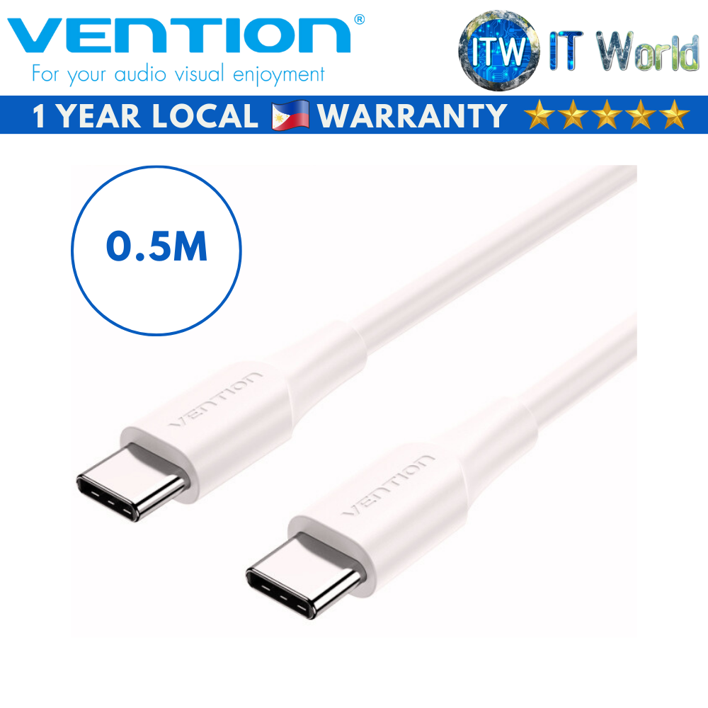 Vention USB 2.0 Type-C Male to Male 3A White Cable (0.5M)