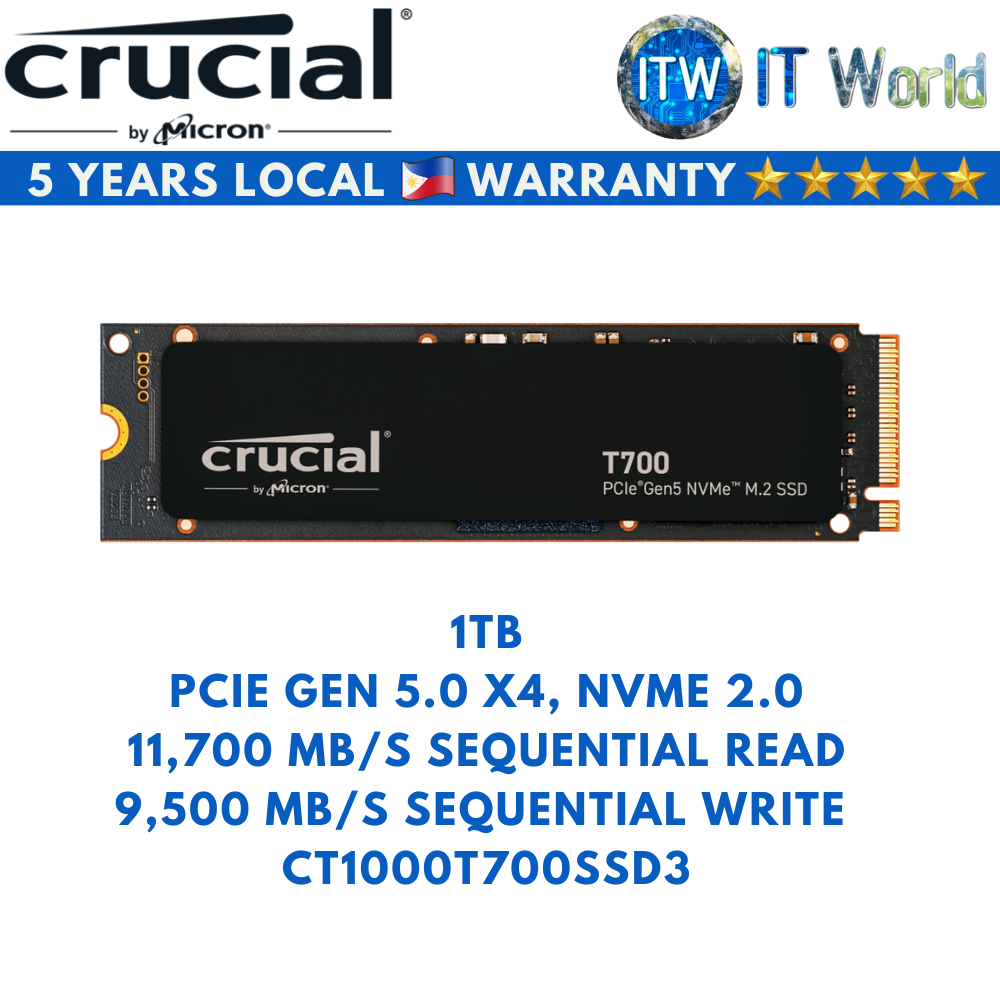 Crucial T700 Pro PCIe Gen 5.0 x4 NVMe M.2 2280 Internal SSD (1TB)