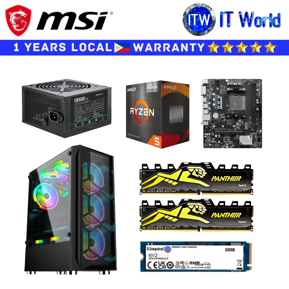 Gaming PC Desktop Computer Set MSI Empire Build 5 5600G B450M-A PRO MAX II