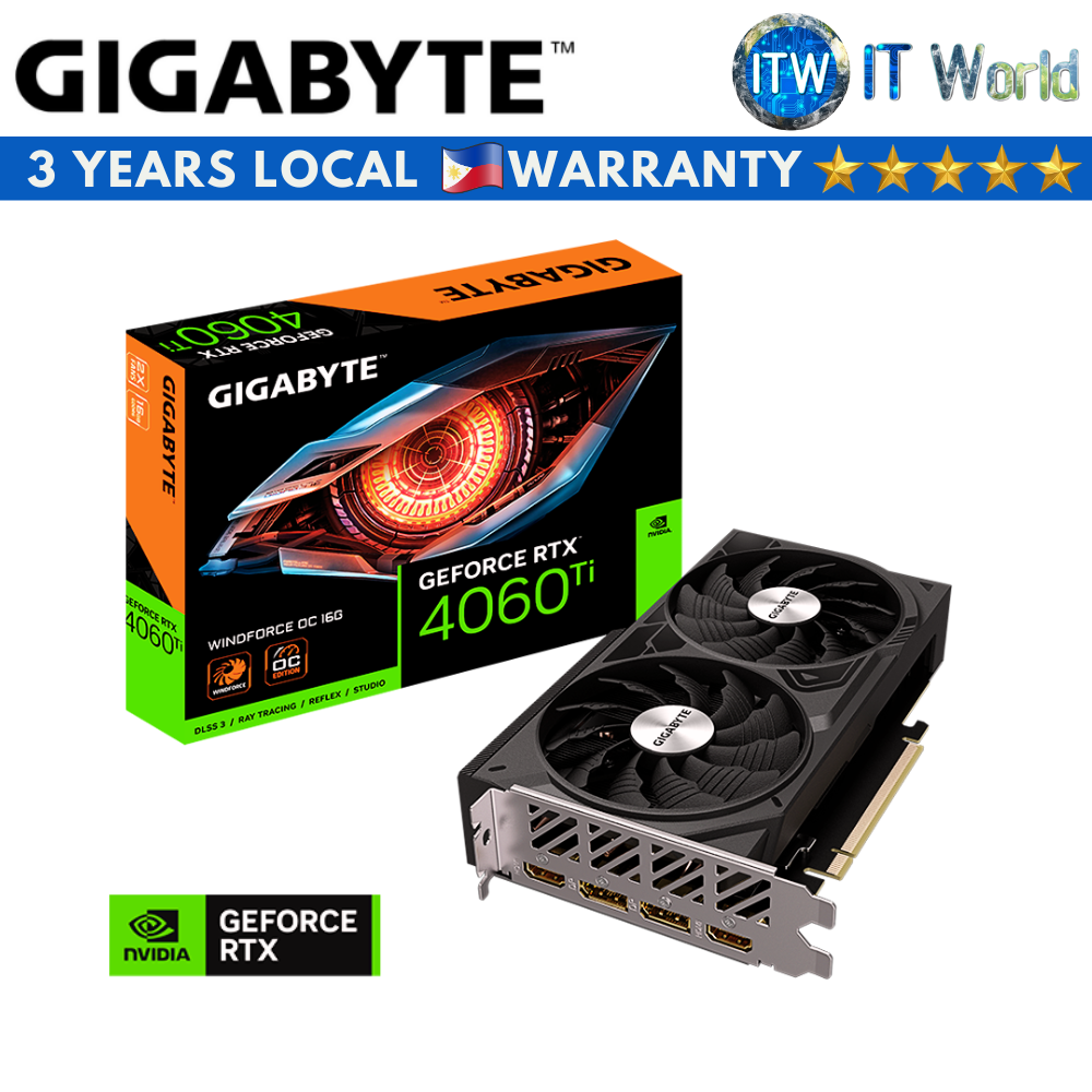 Gigabyte Geforce RTX 4060 Ti Windforce OC 16GB GDDR6 Graphic Card (GV-N406TWF2OC-16GD)