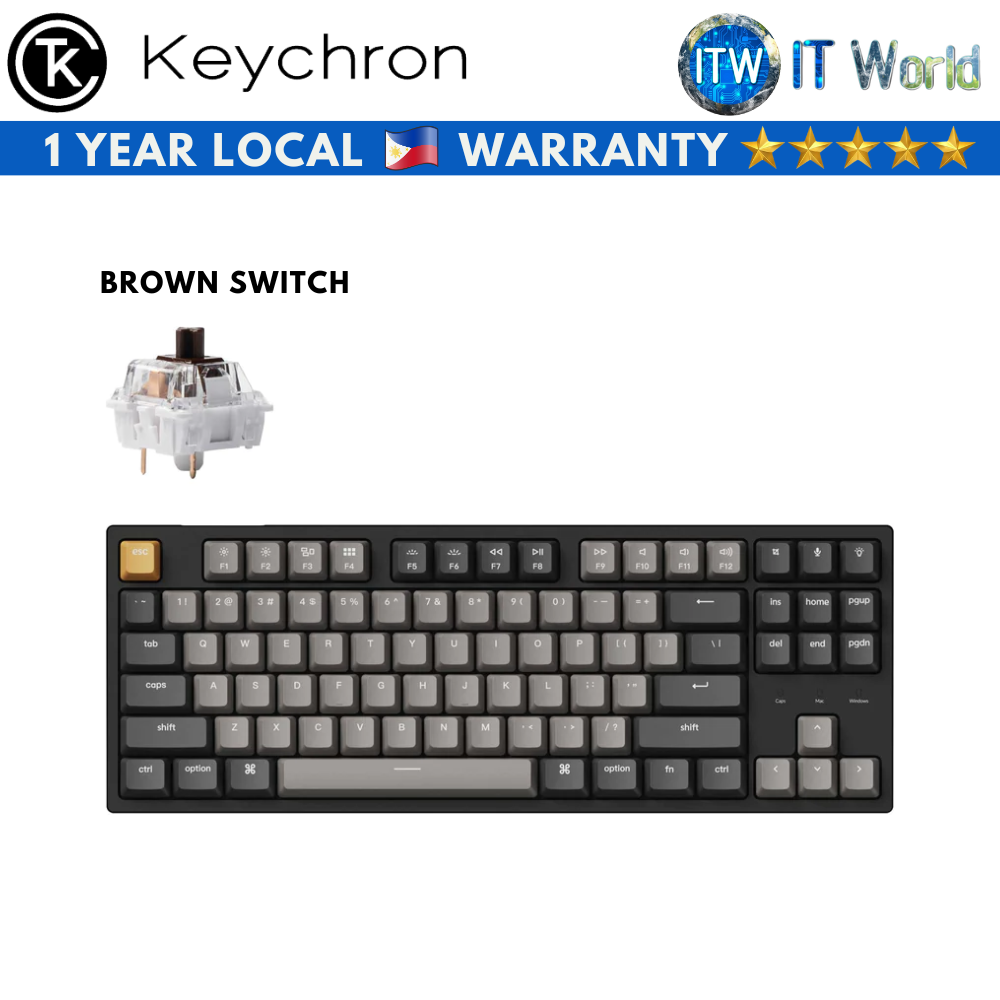 Keychron C1 Pro QMK/VIA RGB Backlight Hot-Swappable Wired Mechanical Keyboard (Red | Brown Switch) (Brown Switch)