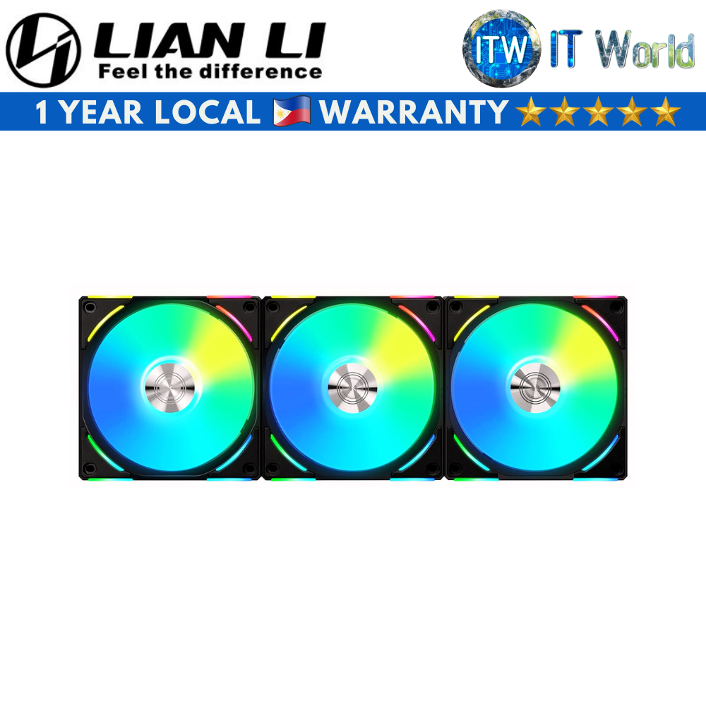 Lian Li Uni Fan AL120 V2 RGB Revolutionized Daisy-Chain Triple Fan Pack (Black)