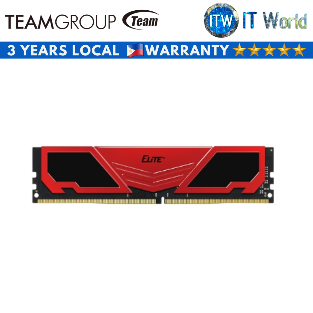 Teamgroup Elite Plus 8GB(1x8) DDR4-3200 CL22 Desktop Memory RAM (Red/Black) (TPRD48G3200HC22BK RED/BLACK)