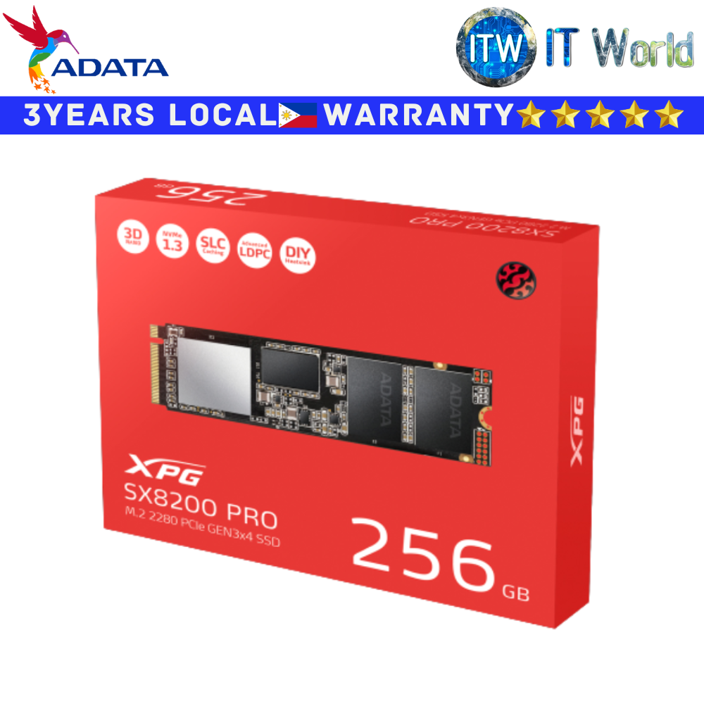 Adata 256GB SSD M.2 2280 M2 M 2 PCIe Gen3x4 XPG SX8200 Internal (AD-ASX8200PNP-256GT-C)