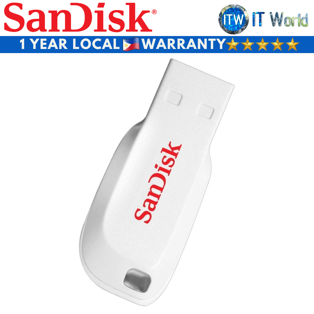 SanDisk USB Flash Drive 16GB Cruzer Blade USB 2.0 (White)(SDCZ50C-016G-B35W)