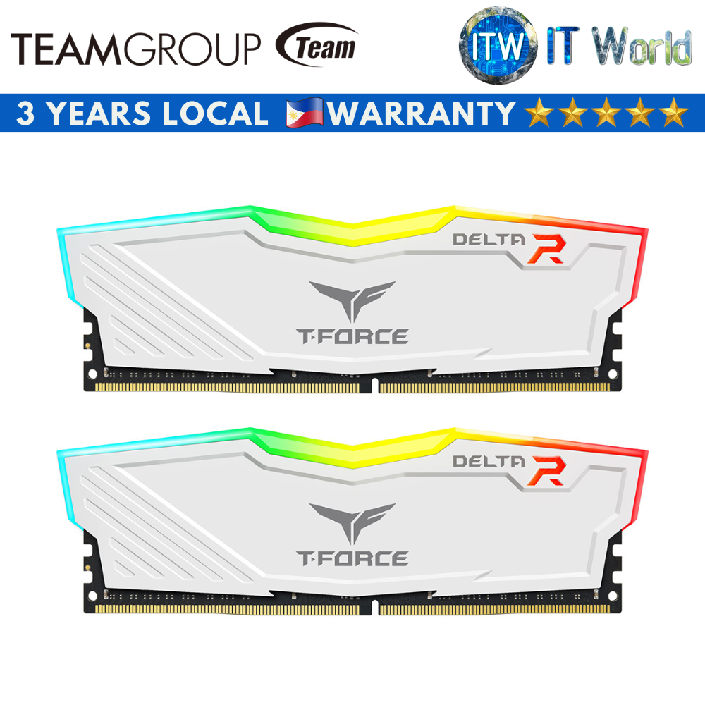 Teamgroup T-Force Delta RGB 64GB(2x32GB) 3600MHz (PC4-28800) CL18 DDR4 Desktop Memory (Black | White)