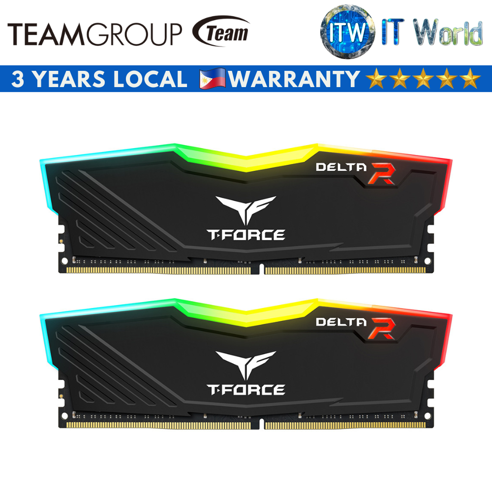 Teamgroup T-Force Delta RGB 64GB(2x32GB) 3600MHz (PC4-28800) CL18 DDR4 Desktop Memory (Black | White)