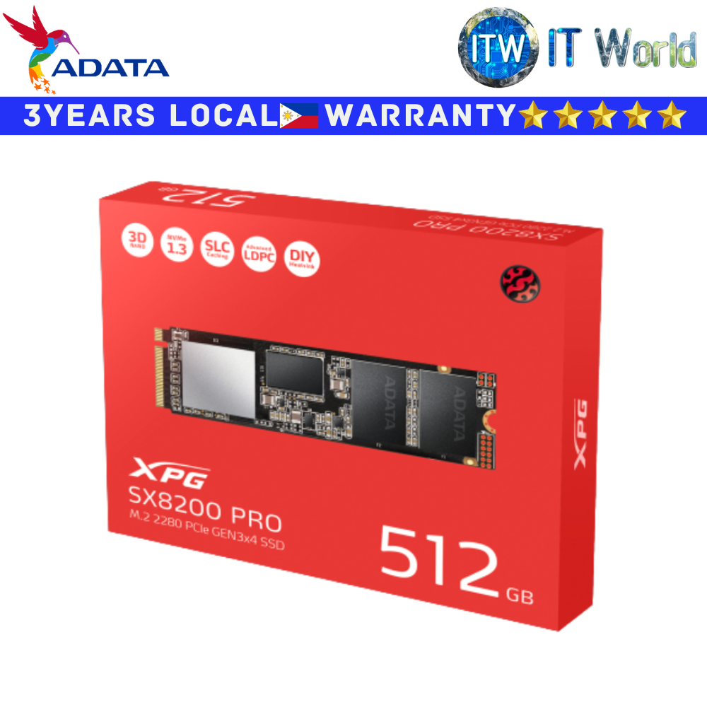Adata 512GB SSD M.2 2280 M2 M 2 PCIe Gen3x4 XPG SX8200 Internal (ASX8200PNP-512GT-C)