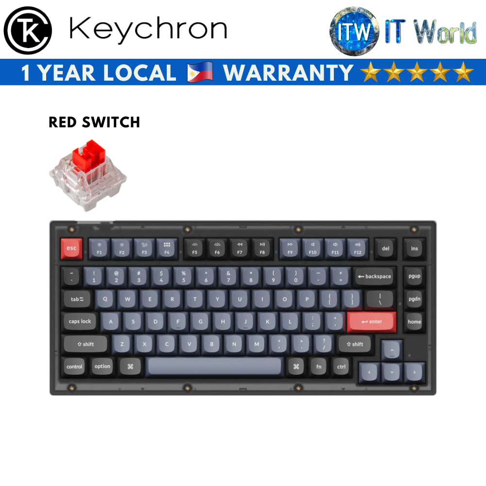 Keychron V1 QMK Frosted Black Fully Assembled Mechanical Keyboard (Red Switch)