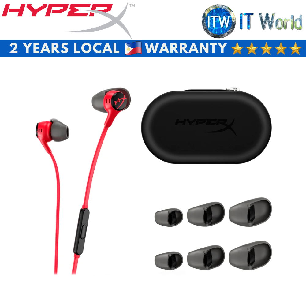 HyperX Cloud II Wired Earbuds with built-in mic (Red | Black)