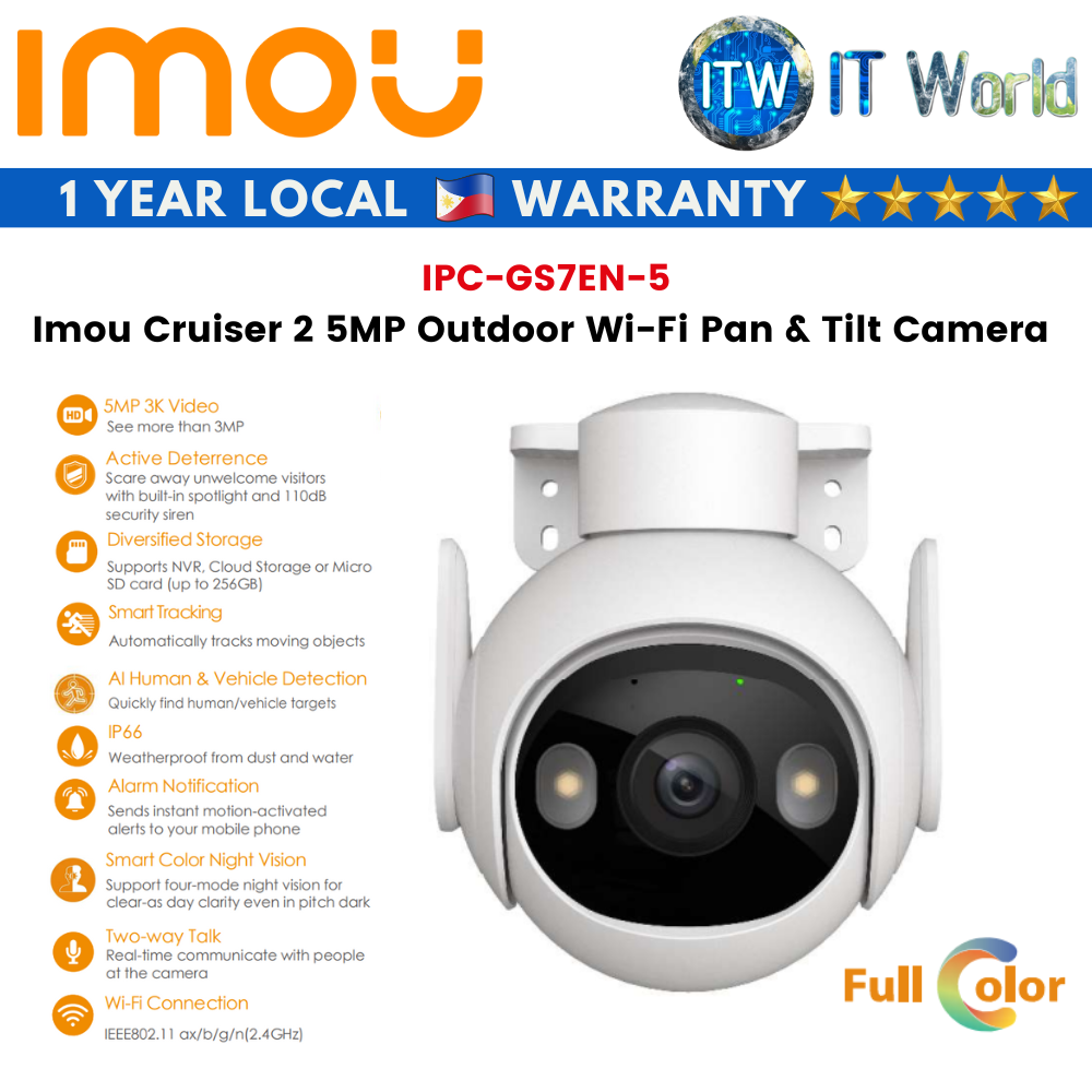 Imou Cruiser 2 5MP Outdoor Wi-Fi Pan &amp; Tilt Camera (IPC-GS7EN-5MOWE))