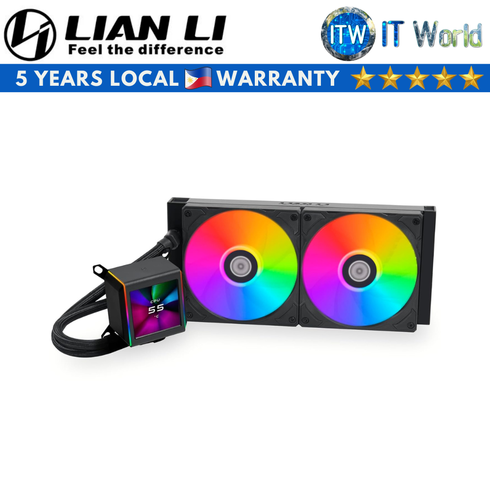 Lian Li Galahad II LCD 280 AIO Fluid Dynamic Bearing CPU Cooler (Black | White) (Black)