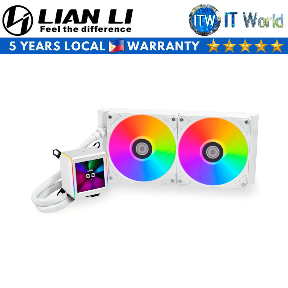 Lian Li Galahad II LCD 280 AIO Fluid Dynamic Bearing CPU Cooler (Black | White) (White)