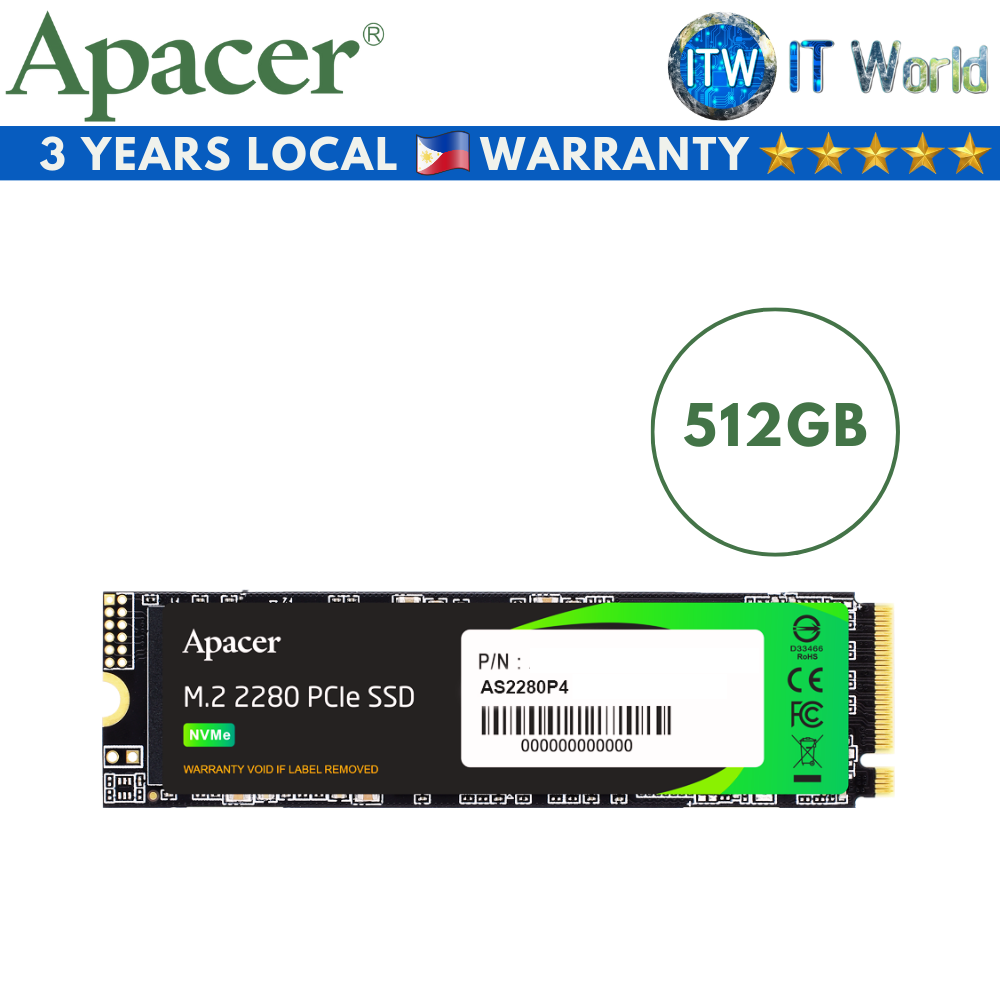 Apacer AS2280P4 M.2 PCIe Gen3x4 Internal SSD (256GB | 512GB | 1TB)(512GB)