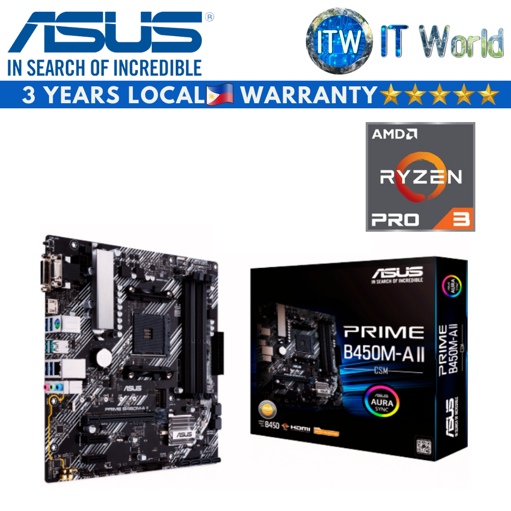 AMD Ryzen 3 PRO 4350G Processor with Asus Prime B450M-A II/CSM micro-ATX AM4 DDR4 Motherboard