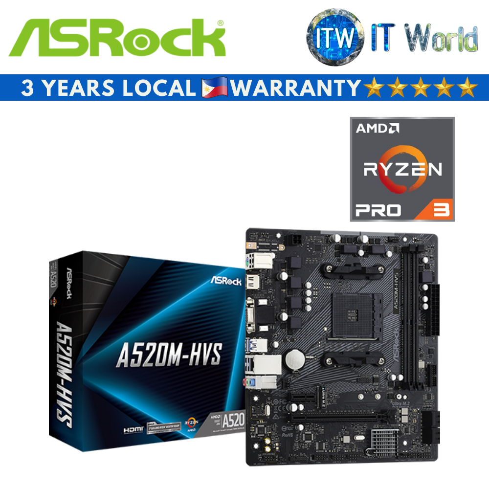 AMD Ryzen 3 PRO 4350G Processor with ASRock A520M-HVS micro-ATX AM4 DDR4 Motherboard Bundle